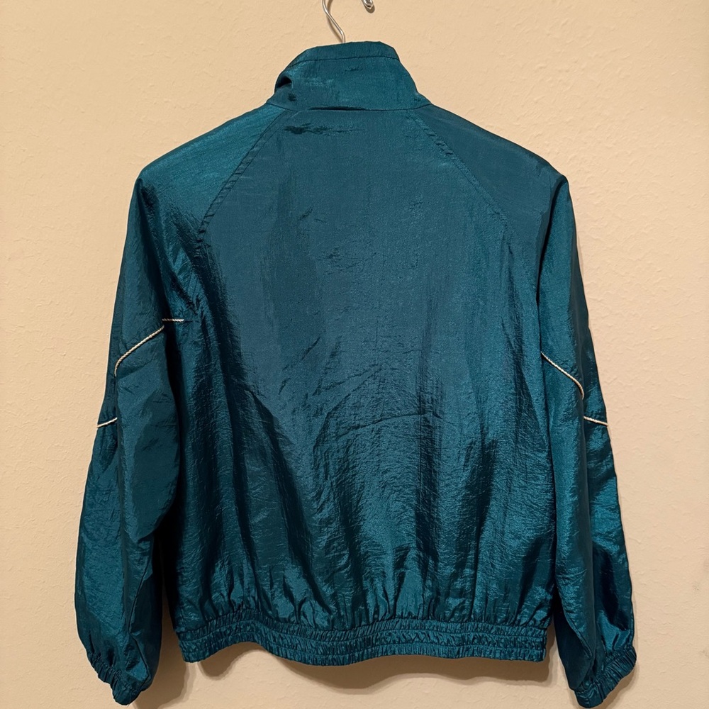 Vtg 80s Active Club Jacket Full Zip Windbreaker Green Quilted Organza Women’s M - Picture 2 of 6